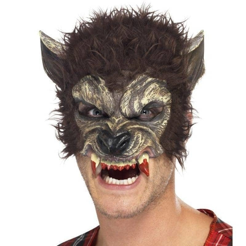 Costumes Australia Werewolf Half Face Mask Adult Brown_1