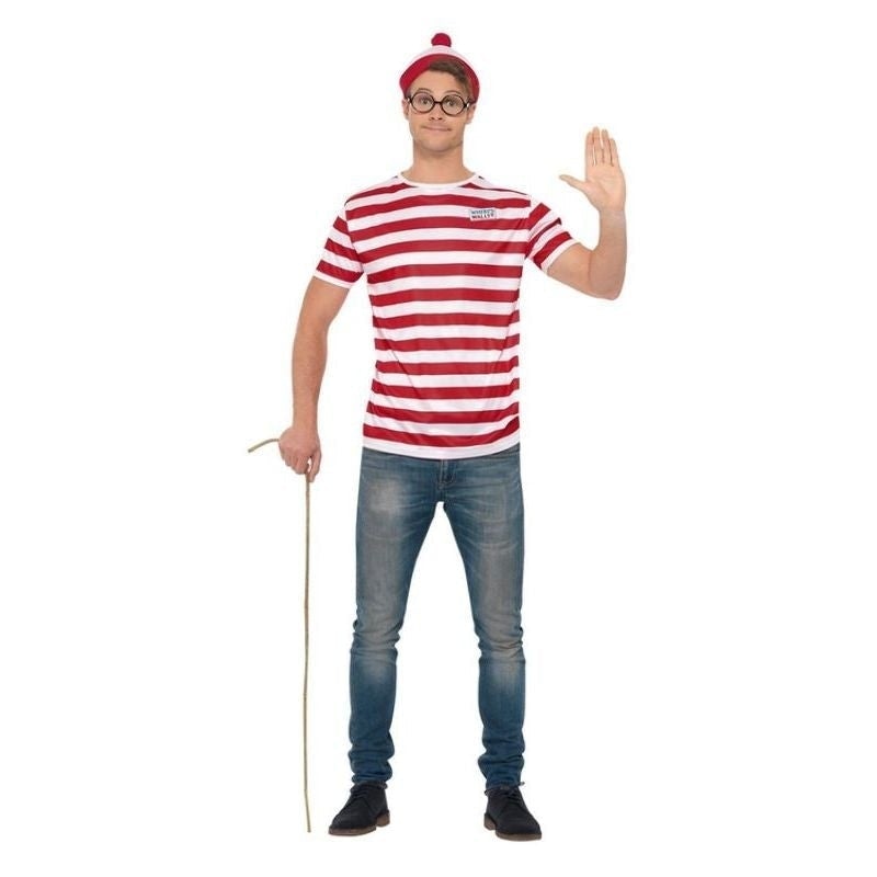 Costumes Australia Wheres Wally Kit Adult Red White T-Shirt Hat Glasses_2