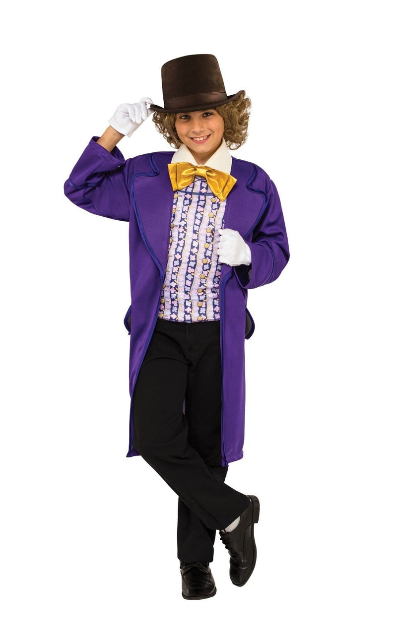 Costumes Australia Willy Wonka Boys Purple Costume with Hat_1