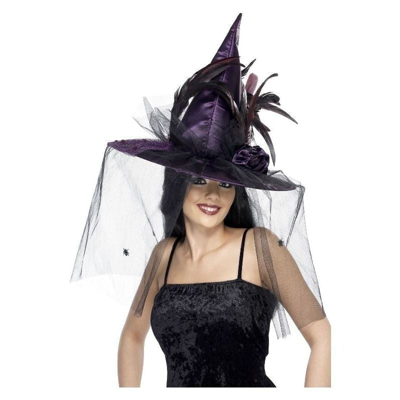 Costumes Australia Witch Hat Adult Purple Feathers_2