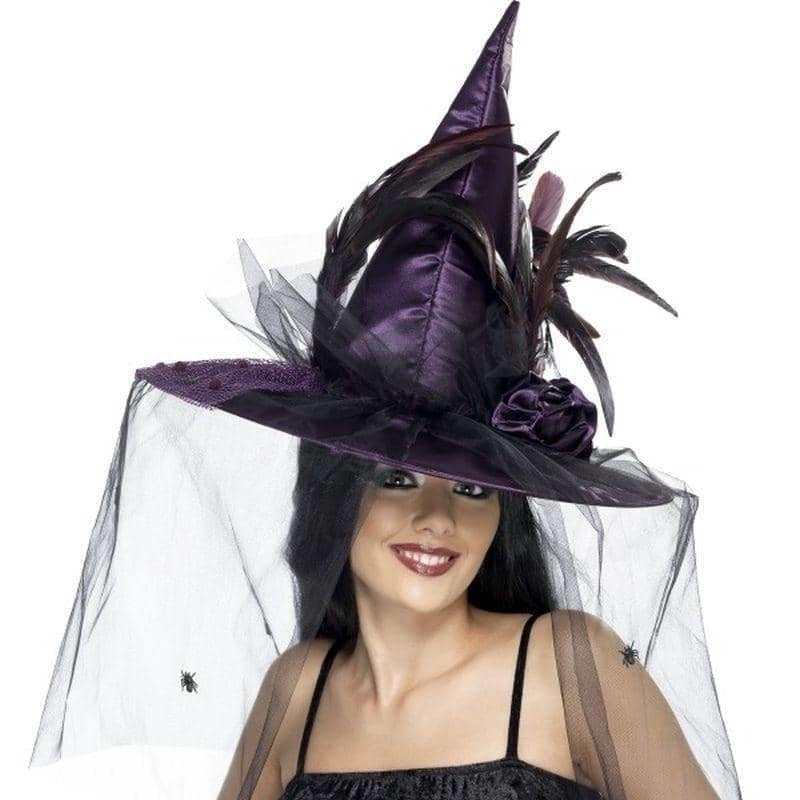 Costumes Australia Witch Hat Adult Purple Feathers_1