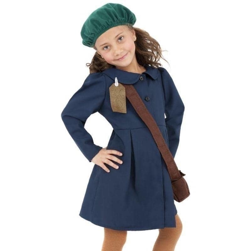 Costumes Australia World War II Evacuee Girl Costume Kids Blue Dress Hat Bag Nametag_1