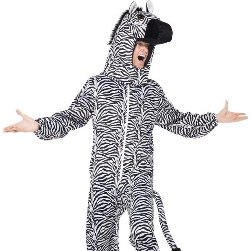 Costumes Australia Zebra Costume Adult Black And White Jumpsuit_1