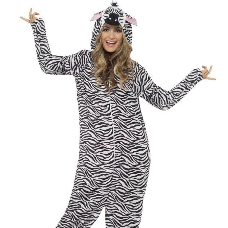 Costumes Australia Zebra Costume Adult Black White Jumpsuit_1