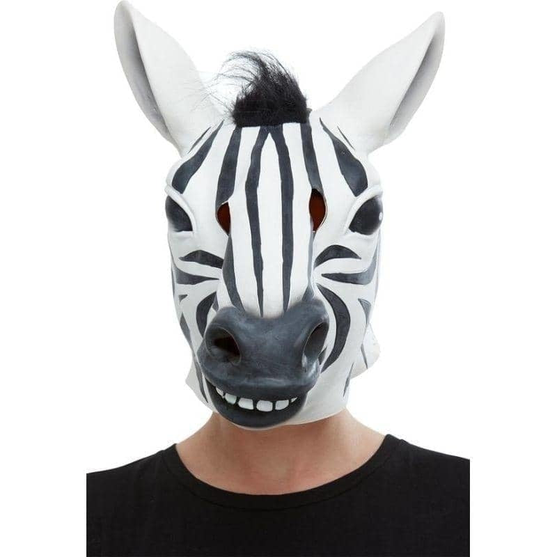 Costumes Australia Zebra Latex Mask Adult Black White_1