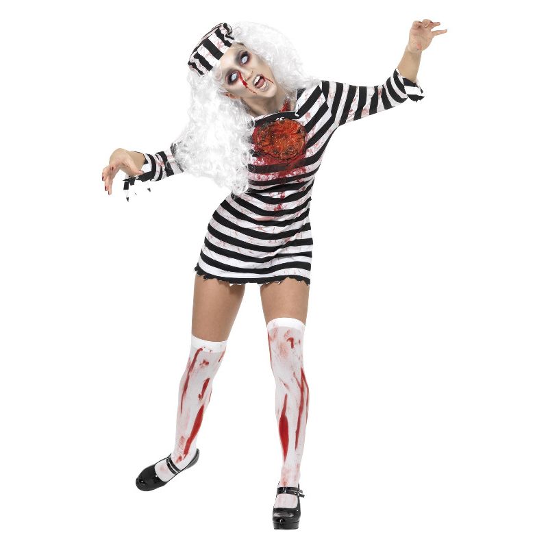 Costumes Australia Zombie Convict Costume Black & White Adult_1