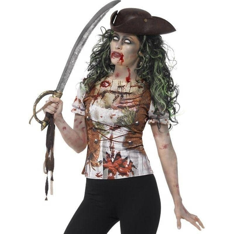 Costumes Australia Zombie Pirate Wench T- Shirt Adult Green Costume_1