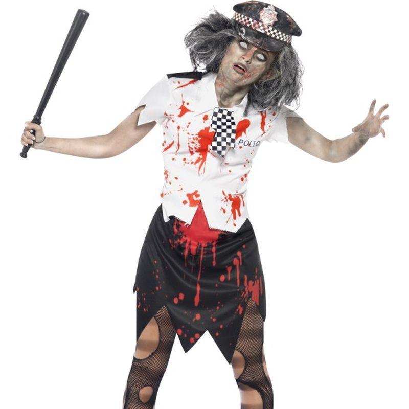 Costumes Australia Zombie Policewoman Costume Adult White Red Black_1