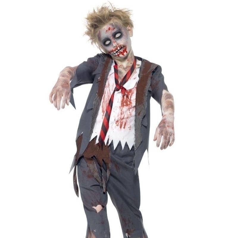 Costumes Australia Zombie School Boy Costume Kids Grey White Red_1