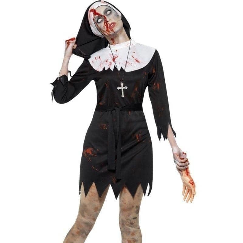 Costumes Australia Zombie Sister Costume Womens Black Nun_1