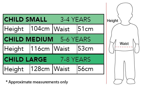 Costumes Australia Size Chart Batman Kids Super Hero Costume