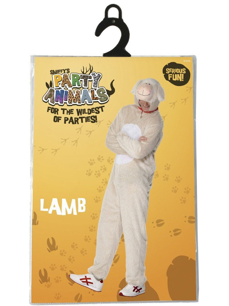 Lamb Costume Adult Beige Jumpsuit with Hood