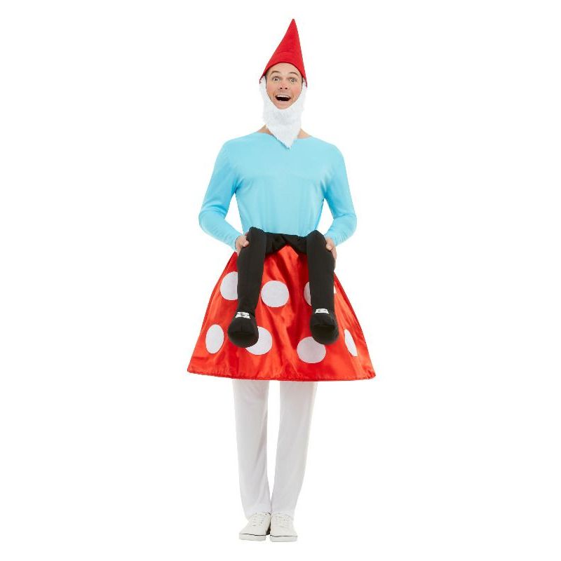 Gnome Toadstool Costume Adult Blue Red